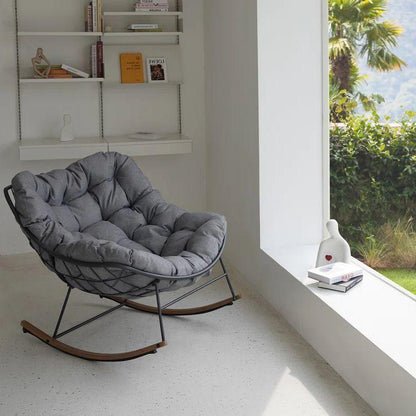 E-Coated Outdoor Rocking Chair with Cushion for Patio & Garden