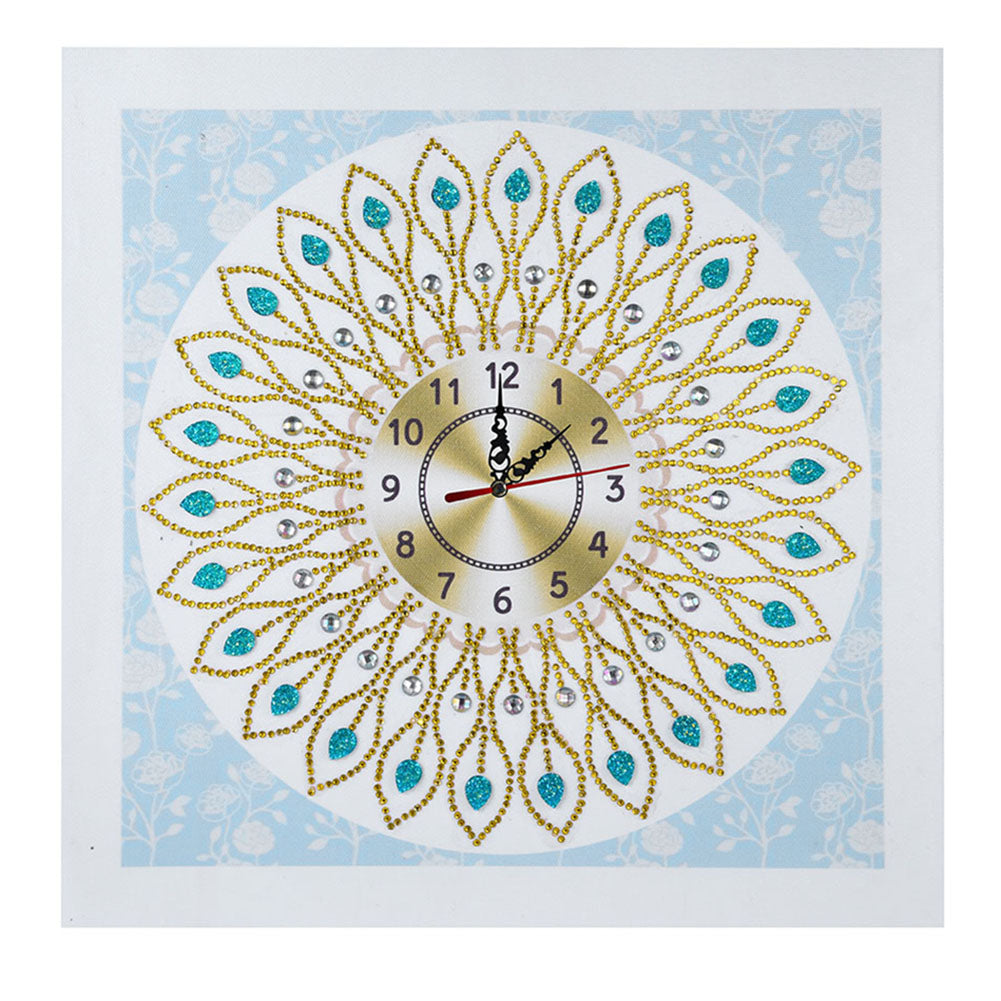 DIY Diamond Painting White Flower Wall Clock Craft Art Decor