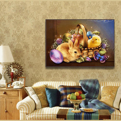 Easter Chick Rabbit - Full Round Drill Diamond Painting