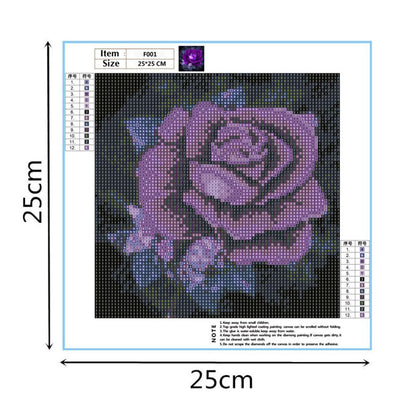5D DIY Full Drill Square Diamond Painting Purple Rose Cross Stitch Mosaic