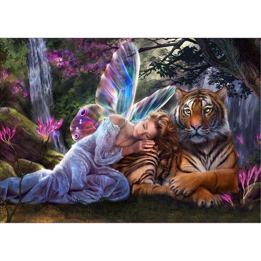 New 5D DIY Diamond Painting Embroidery Mosaic Cross Stitch Angel and Tiger