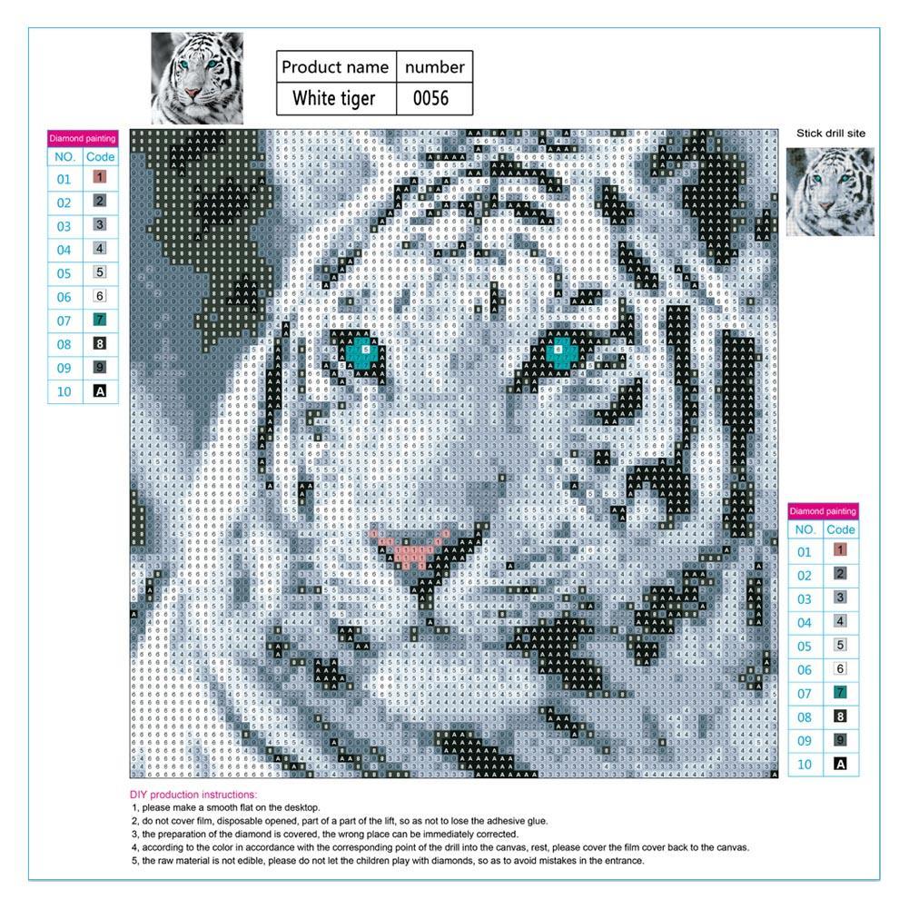 Tiger Head 5D DIY Full Drill Round Diamond Painting Embroidery Cross Stitch