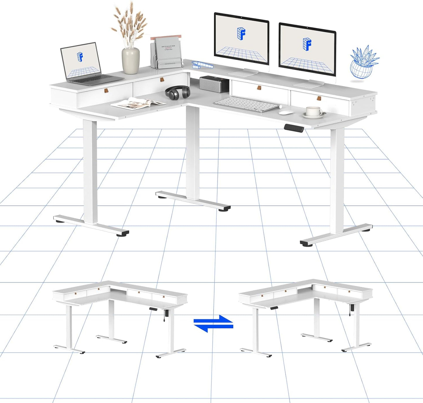 L Shaped Electric Standing Desk