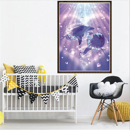 5D Dolphin Lovers Diamond Painting Embroidery DIY Full Drill Cross Stitch
