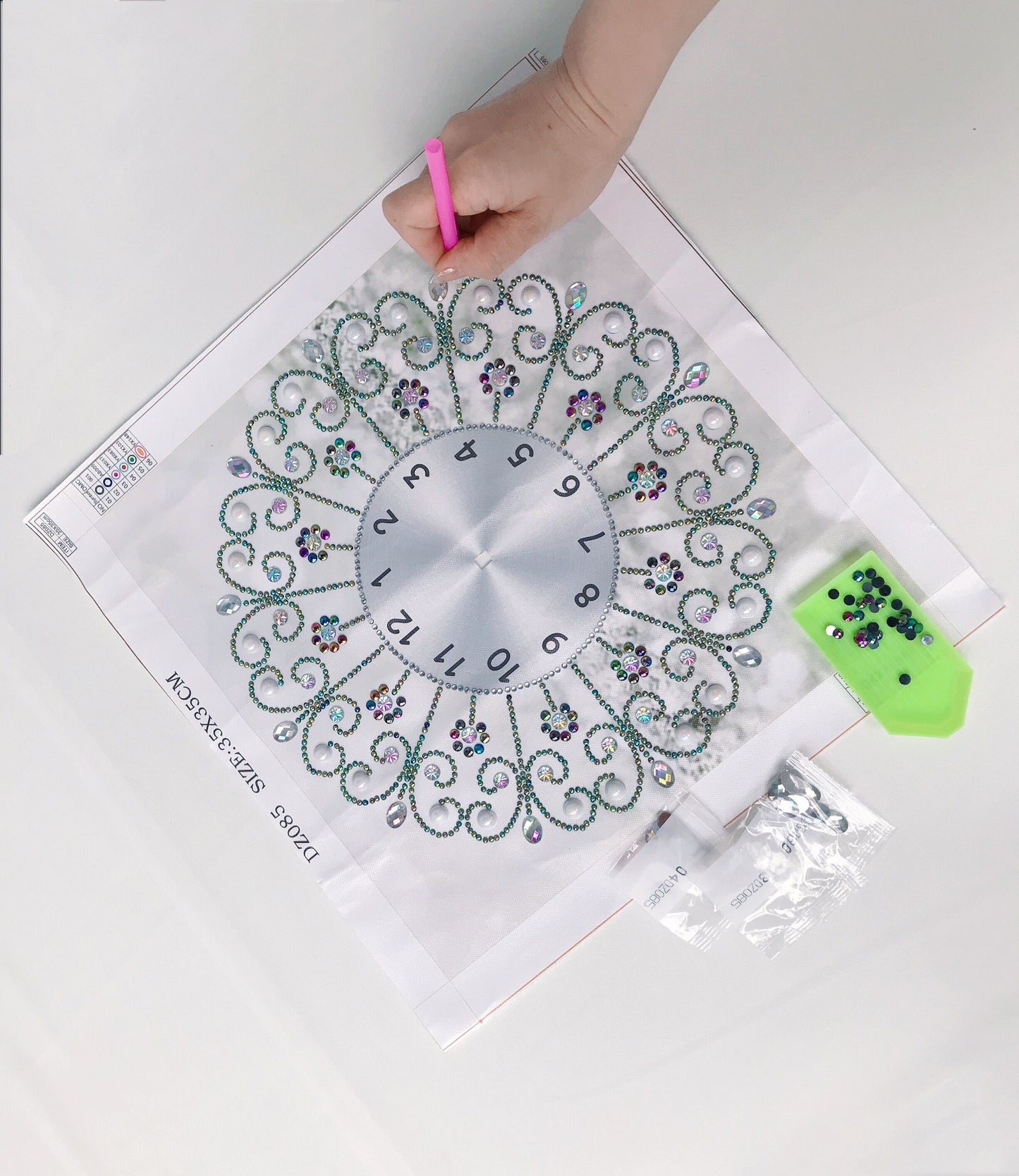 DIY Diamond Painting White Flower Wall Clock Craft Art Decor