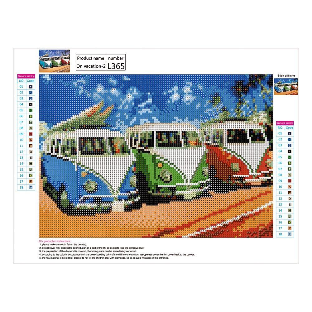 5D DIY Full Drill Diamond Painting Bus Cross Stitch Embroidery (40X30cm)