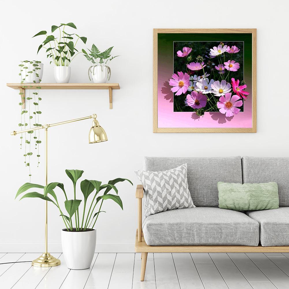 Pink Flowers - Full Round Drill Diamond Painting