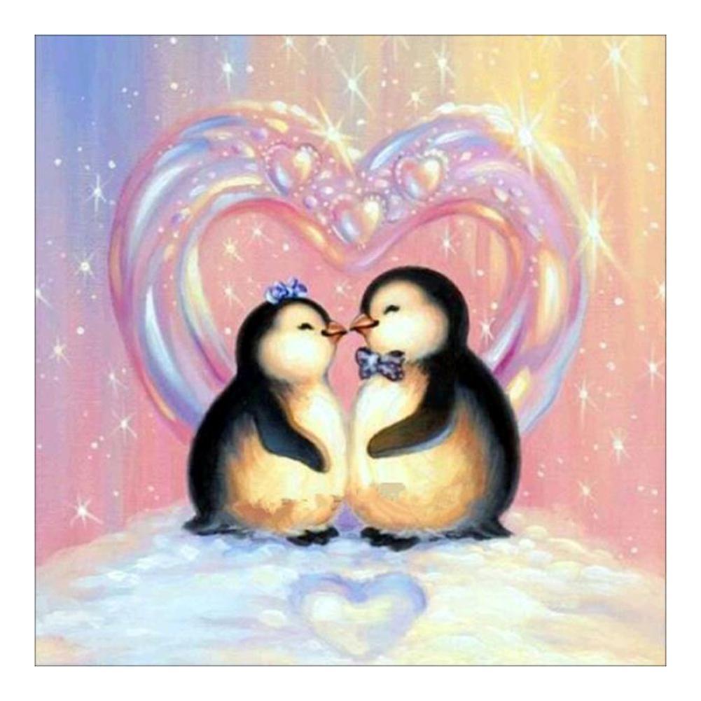 2 Penguins 5D DIY Full Drill Round Diamond Painting Embroidery Cross Stitch