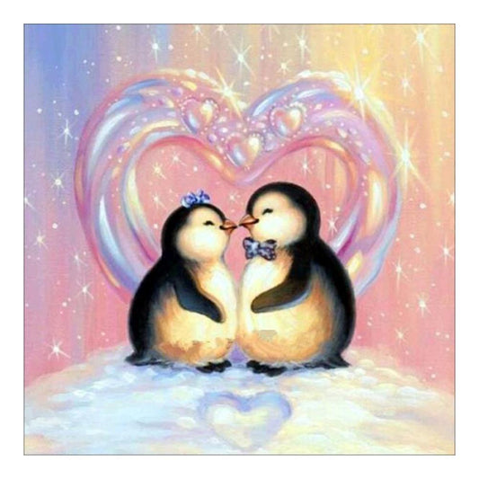2 Penguins 5D DIY Full Drill Round Diamond Painting Embroidery Cross Stitch