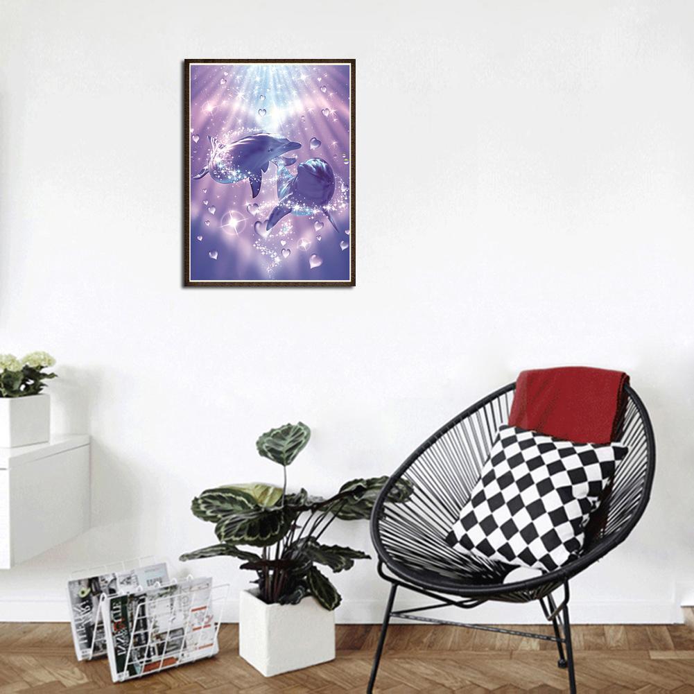 5D Dolphin Lovers Diamond Painting Embroidery DIY Full Drill Cross Stitch
