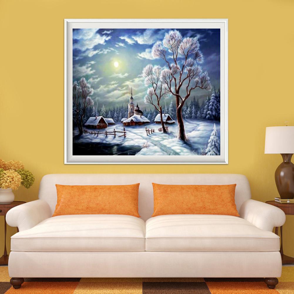 Snow Scene - Full Round Drill Diamond Painting