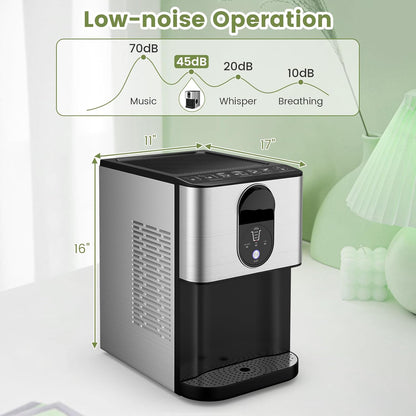 Self Dispensing Nugget Ice Maker Countertop, 56 Lbs/24H Soft Chewable Ice, Pebble Ice Maker with Self-Cleaning, One-Button Operation, Portable Stainless Steel Ice Maker for Home Office Party