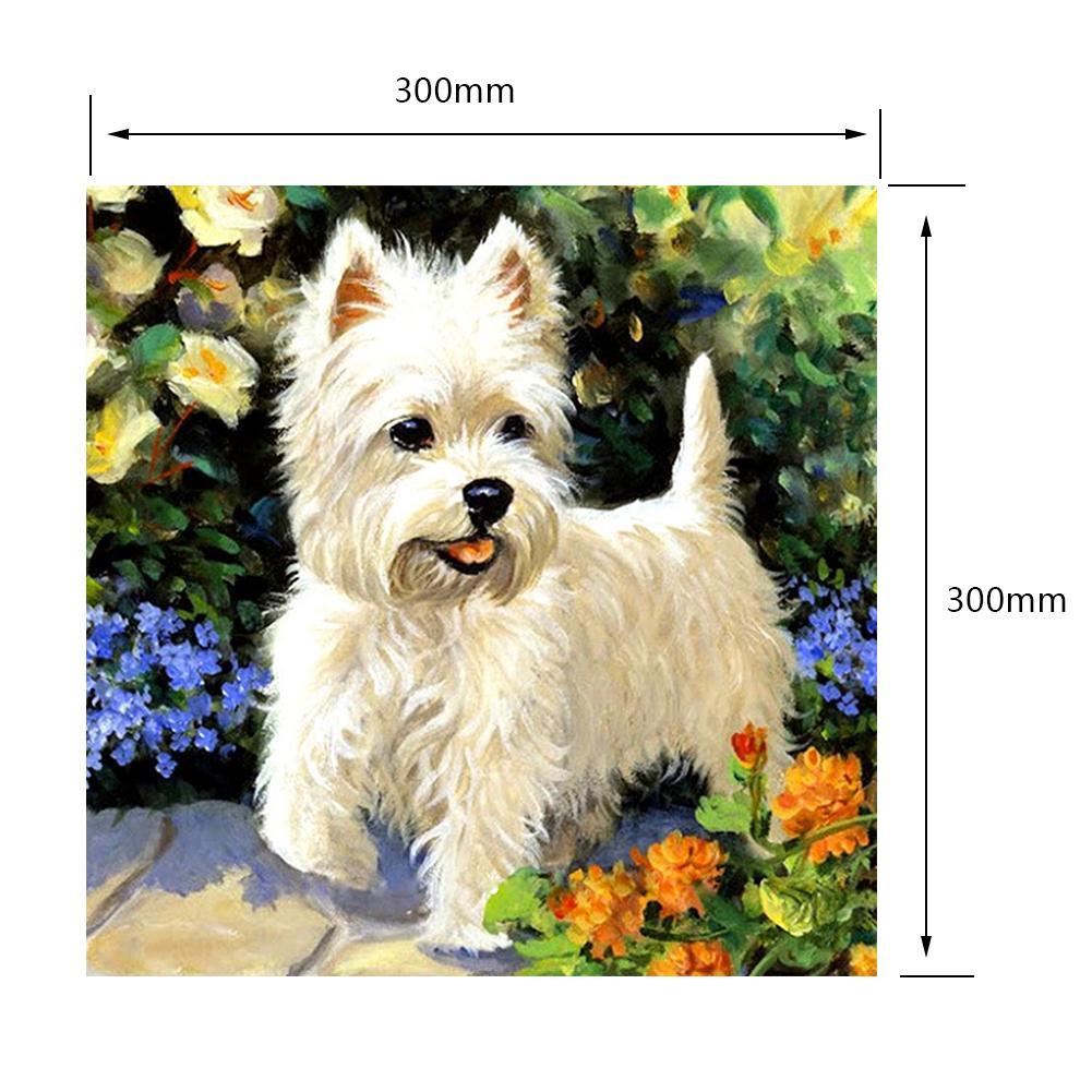 5D DIY Full Drill Diamond Painting White Puppy Cross Stitch Embroidery Kit