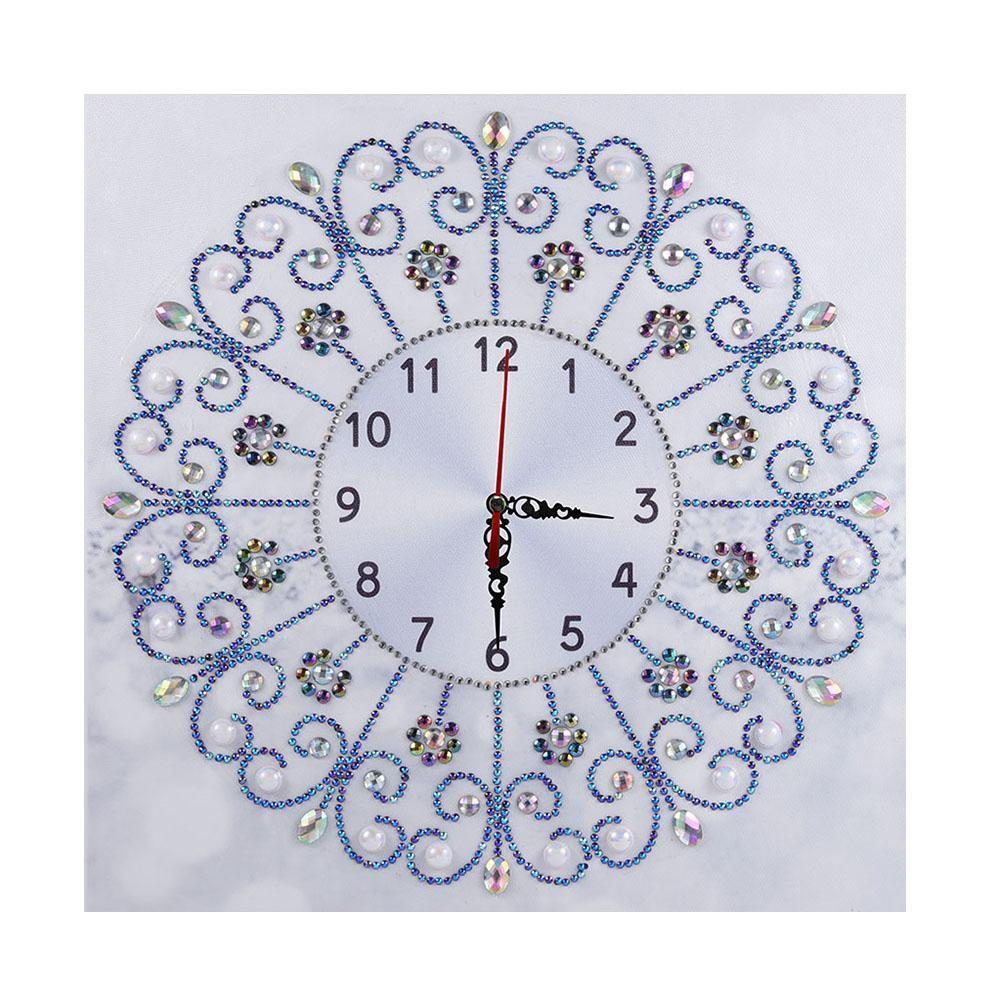 DIY Diamond Painting White Flower Wall Clock Craft Art Decor