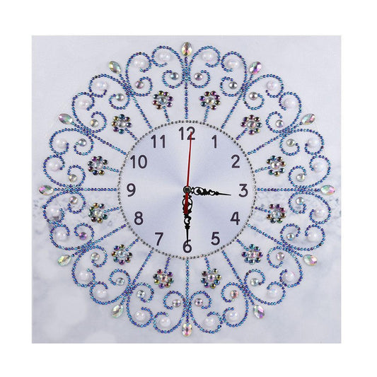 DIY Diamond Painting White Flower Wall Clock Craft Art Decor