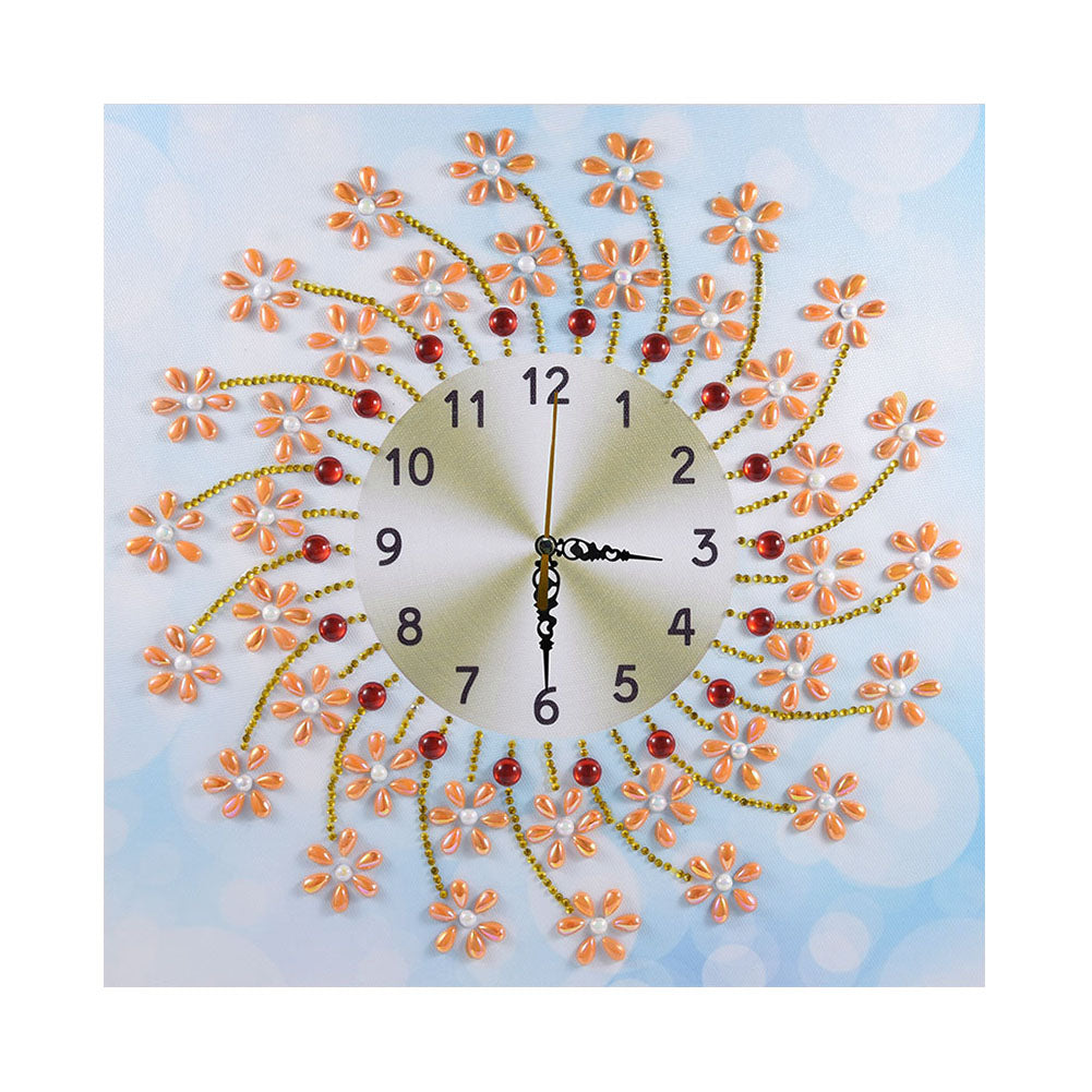 DIY Diamond Painting White Flower Wall Clock Craft Art Decor