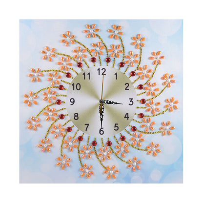 DIY Diamond Painting White Flower Wall Clock Craft Art Decor