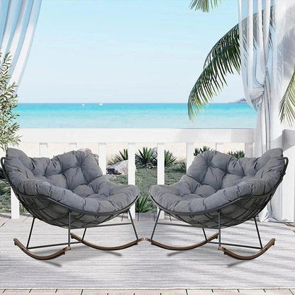 E-Coated Outdoor Rocking Chair with Cushion for Patio & Garden