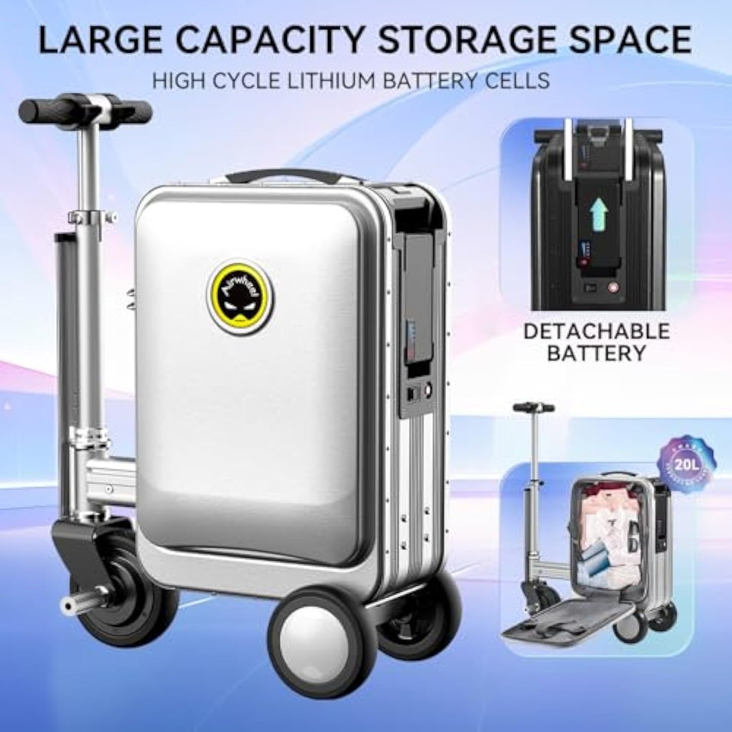 Smart Riding Luggage Electric Suitcase Scooter with Removable Battery