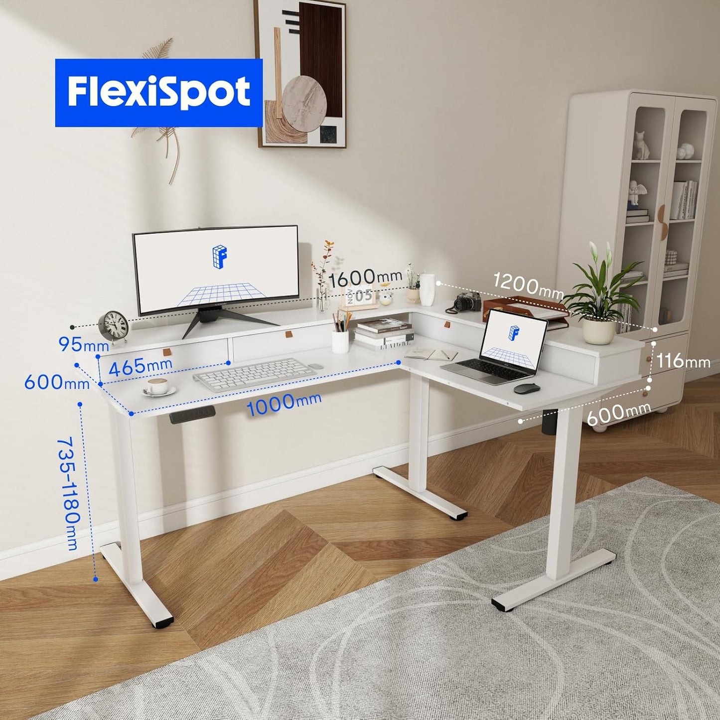 L Shaped Electric Standing Desk