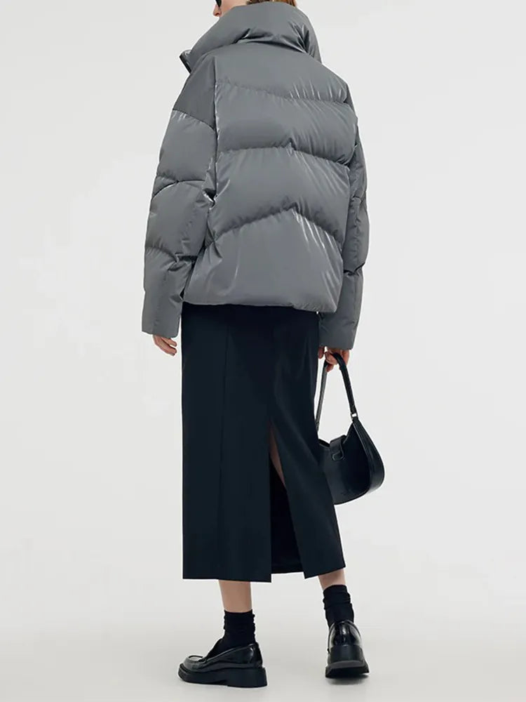 High Collar Unisex Short Goose Down Jacket