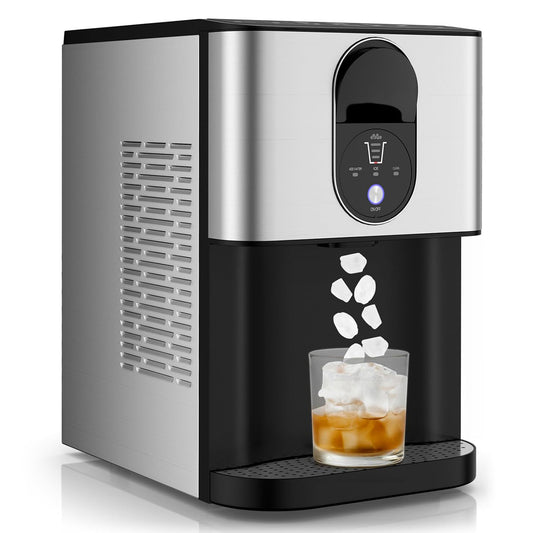Self Dispensing Nugget Ice Maker Countertop, 56 Lbs/24H Soft Chewable Ice, Pebble Ice Maker with Self-Cleaning, One-Button Operation, Portable Stainless Steel Ice Maker for Home Office Party