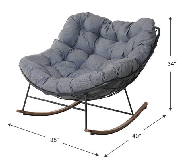 E-Coated Outdoor Rocking Chair with Cushion for Patio & Garden