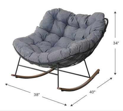 E-Coated Outdoor Rocking Chair with Cushion for Patio & Garden
