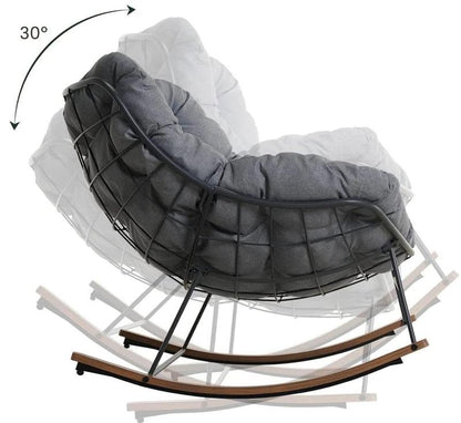 E-Coated Outdoor Rocking Chair with Cushion for Patio & Garden