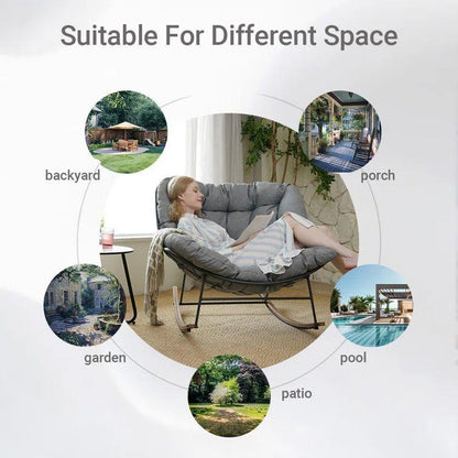 E-Coated Outdoor Rocking Chair with Cushion for Patio & Garden