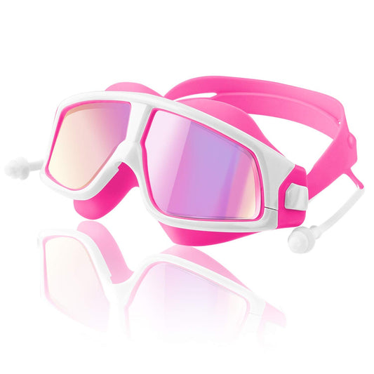 Swimming Glasses Clear Vision Waterproof Anti Fog UV Protection Swim Pool Goggles with Earplugs for Children Kids Boys Girls