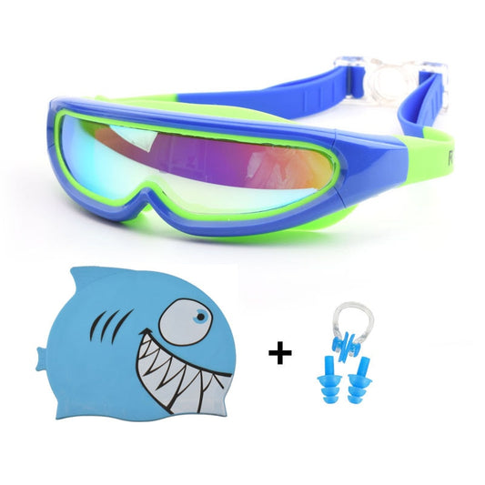 Children Swimming Caps Swim Goggles Ear Plug Nose Clip Set Boy Girl Silicone Hat Pool Diving Eyewear Waterproof Swimming Glasses