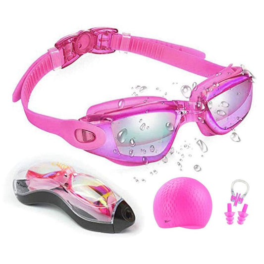 Women Men Swim Glasses Anti fog UV Silicone Swim Caps Big Waterproof Eyewear Swimming Goggles Case Nose Earplug Diving Equipment