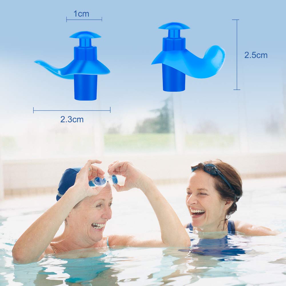 Swim Ear Plugs Adults with Storage Case Silicone Waterproof Earplugs for Swimming Diving Showering Surfing Bathing Water Sports