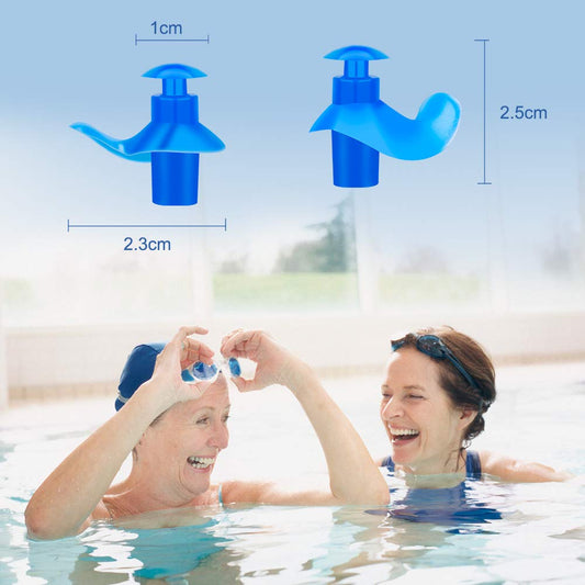 Swim Ear Plugs Adults with Storage Case Silicone Waterproof Earplugs for Swimming Diving Showering Surfing Bathing Water Sports