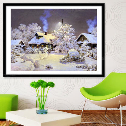 DIY 5D Diamond Snow House Painting Embroidery Home Decor Craft A