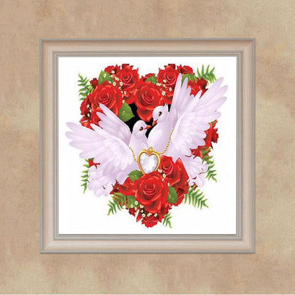 Rose Love Pigeon DIY Full Drill Diamond Painting Embroidery Cross Stitch
