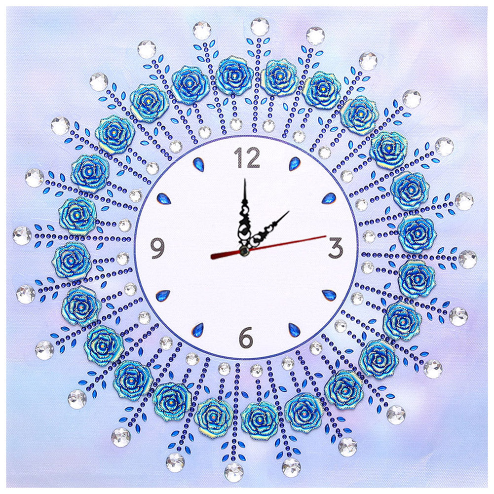 DIY Diamond Painting White Flower Wall Clock Craft Art Decor
