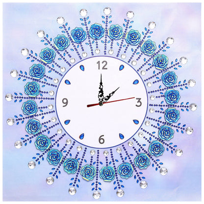 DIY Diamond Painting White Flower Wall Clock Craft Art Decor