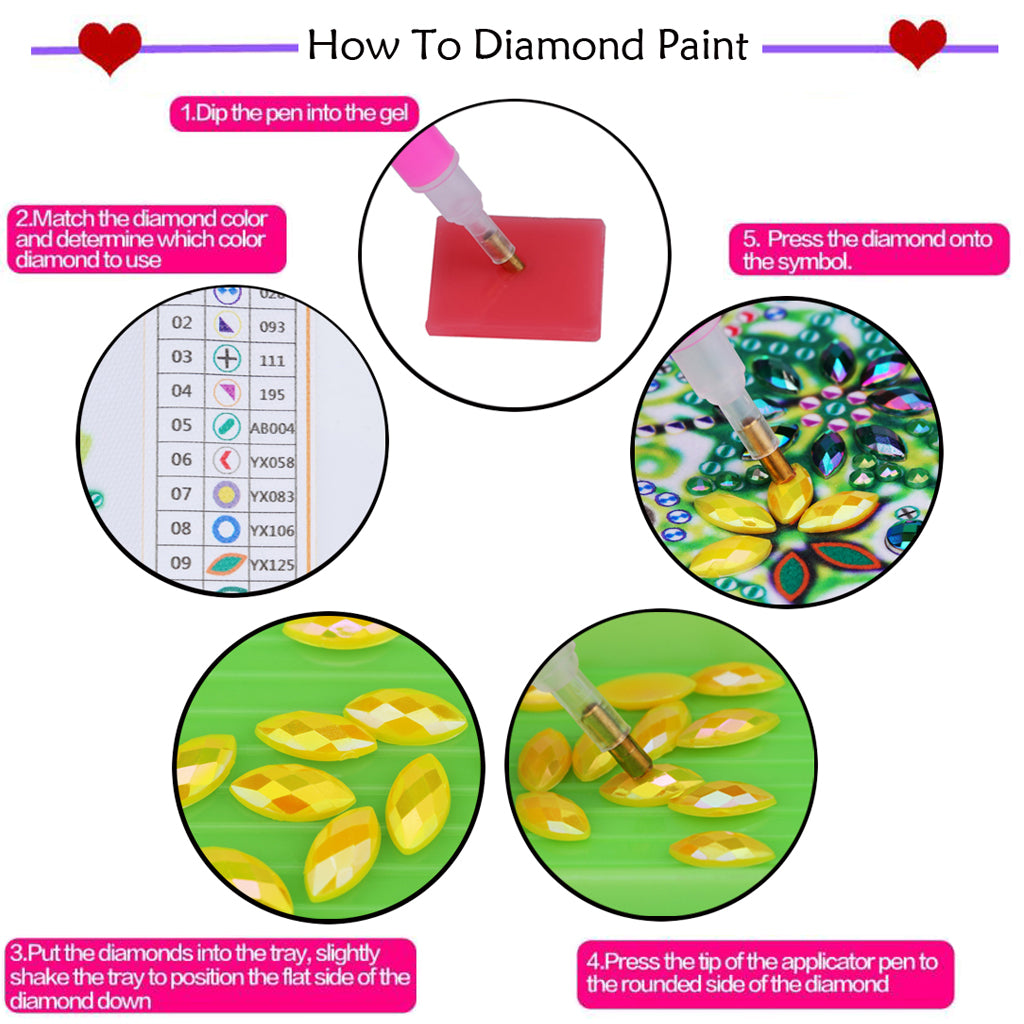 DIY Diamond Painting White Flower Wall Clock Craft Art Decor