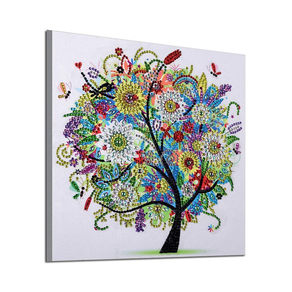 5D DIY Special Shaped Diamond Painting Colorful Tree Cross Stitch Embroider