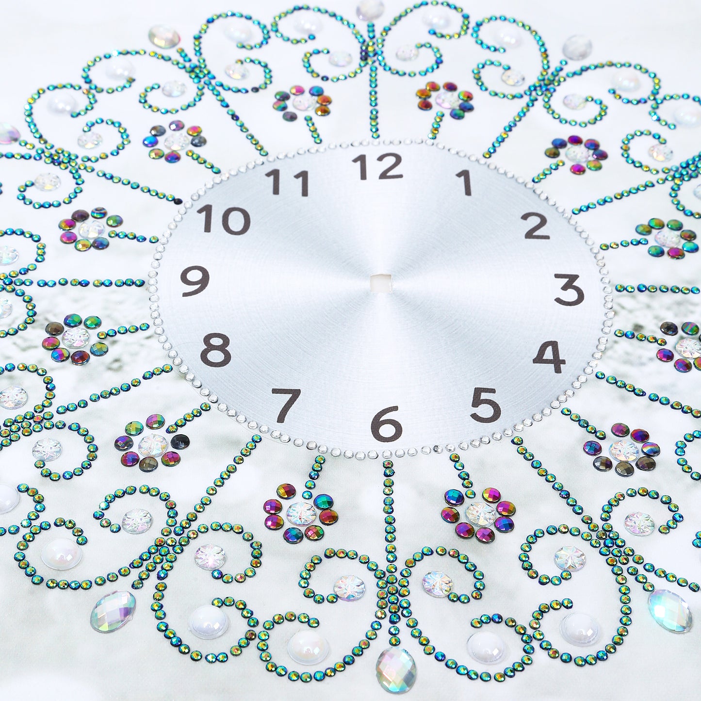 DIY Diamond Painting White Flower Wall Clock Craft Art Decor