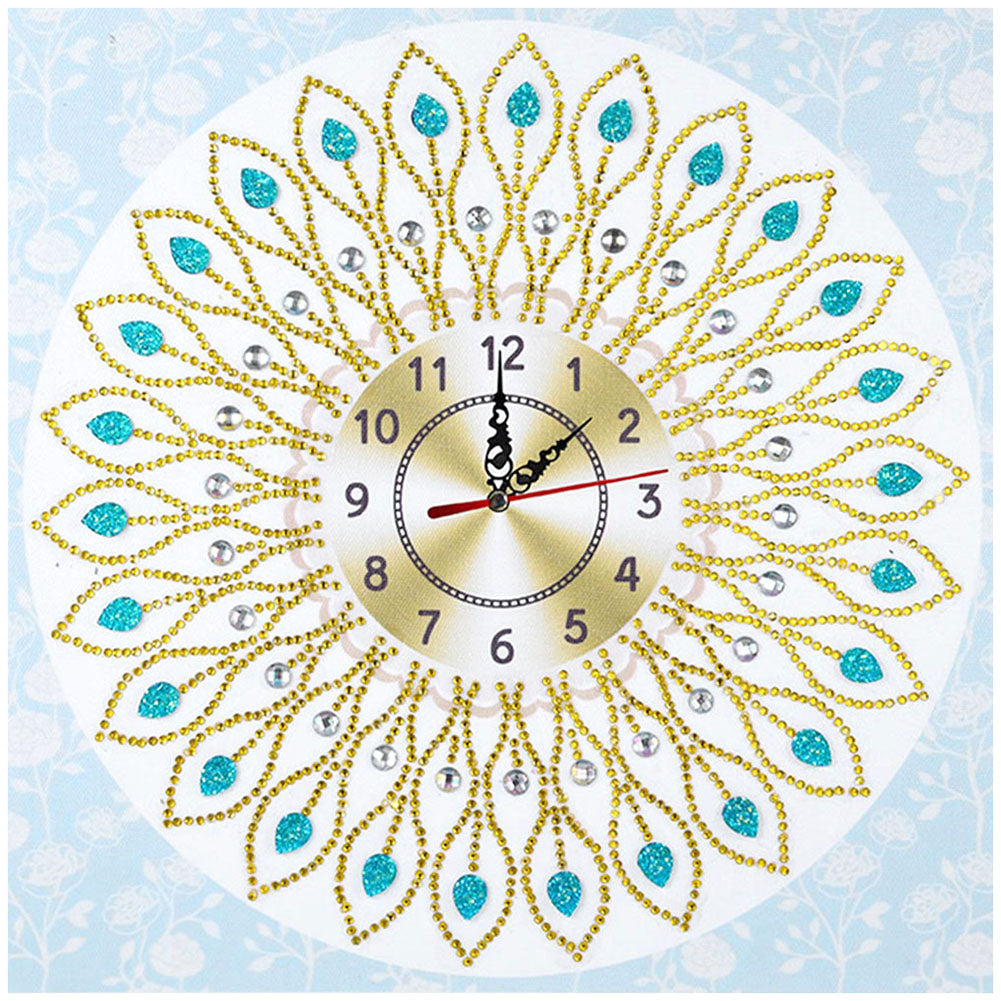 DIY Diamond Painting White Flower Wall Clock Craft Art Decor