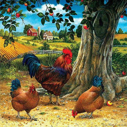 5D DIY Full Drill Diamond Painting Village Fowl Cross Stitch Embroidery Kit