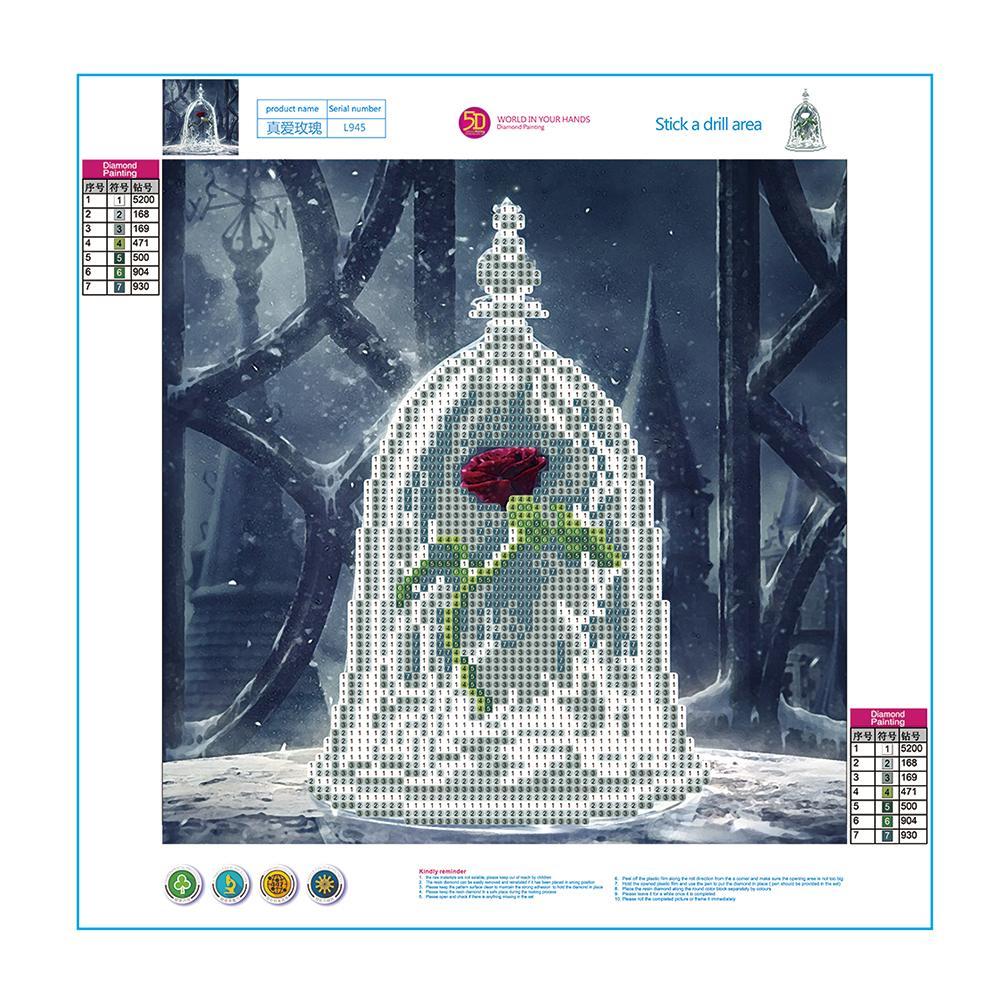 Red Rose 5D Diamond DIY Painting Kit Home Decor Craft 30 X 30cm