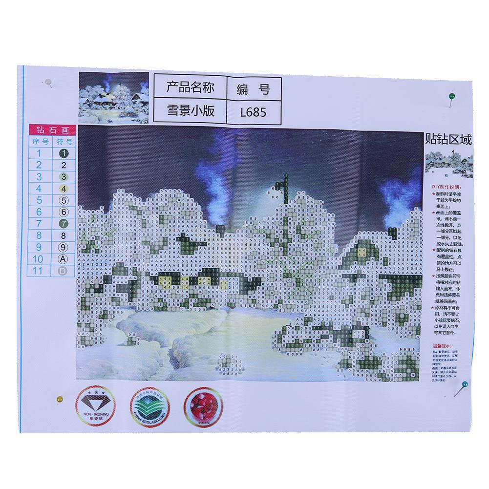 DIY 5D Diamond Snow House Painting Embroidery Home Decor Craft A