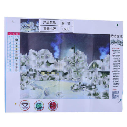 DIY 5D Diamond Snow House Painting Embroidery Home Decor Craft A