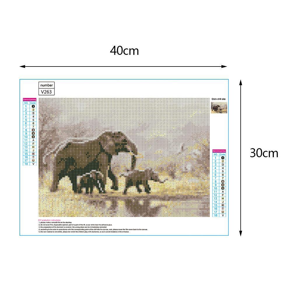 5D DIY Full Drill Diamond Painting Elephants Cross Stitch Embroidery Mosaic