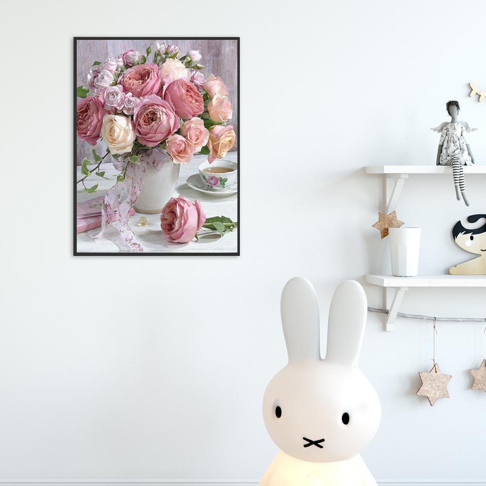 Pink Flowers - Full Round Drill Diamond Painting