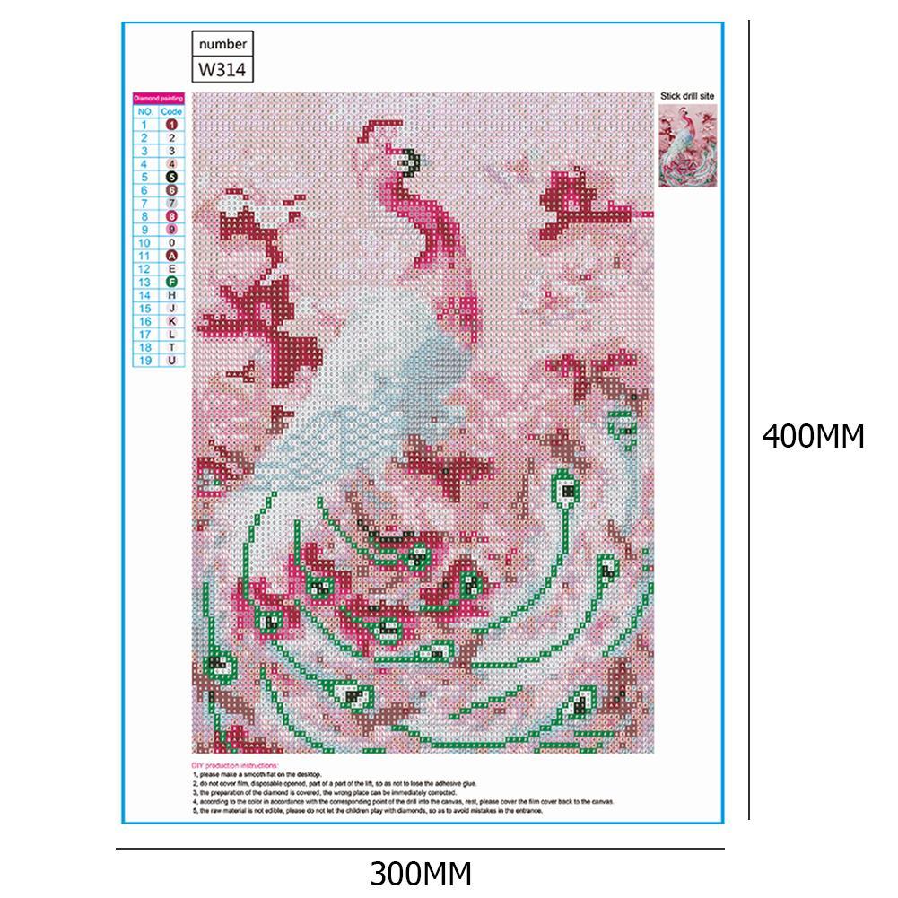 5D DIY Full Drill Diamond Painting Pink Peafowl Cross Stitch Embroidery Kit